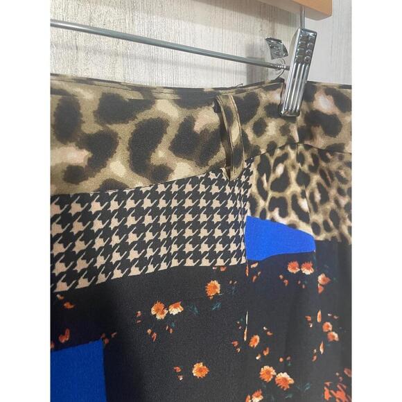 Calvin Klein Wrap Skirt size 12 Multicolor Patchwork Leopard Floral Y2K Boho - Picture 5 of 9